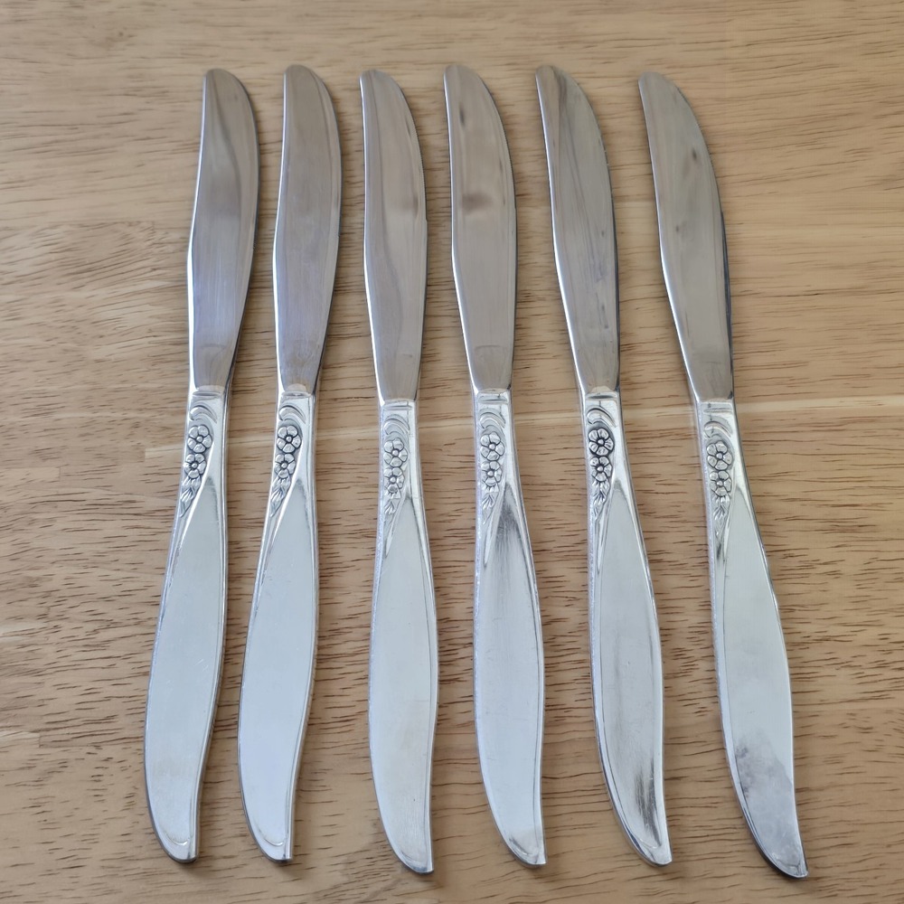 Set Of 6 Oneida Community‎ Winsome Silverplate Dinner Knives  8.5" Flatware